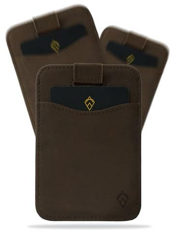 AKIELO Porta Carte di Credito con Blocco RFID in Confezione Regalo - Portafoglio Uomo Slim - Porta Carte dal Design Minimalista (CHARLIE - Edizione Moka Scuro)