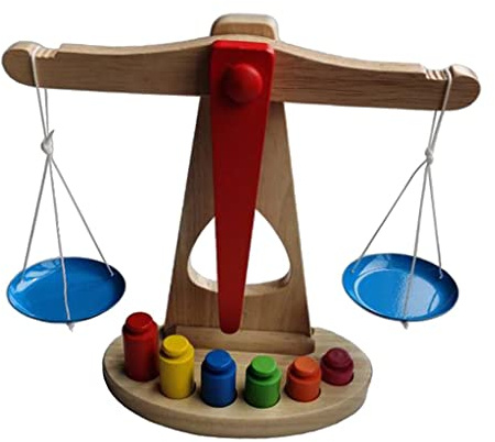SM SunniMix Balkenwaage Kinderwaage aus Holz, Zubehör für die Frühe Entwicklung von Vorschulkindern. Gewichten, mehr als 3