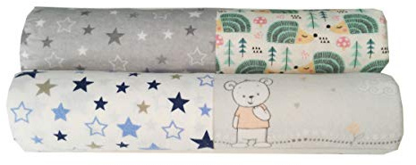 EMI&SAM 4er FLANELLWINDELN Stoffwindeln 75x75 cm Spucktücher Mullwindeln Weich (A - Set Jungs)