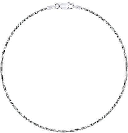PLANETYS - Schlangenkette Knöchelkette Fußkettchen 925 Sterling Silber rhodiniert 1.4 mm Breite Längen: 24 cm