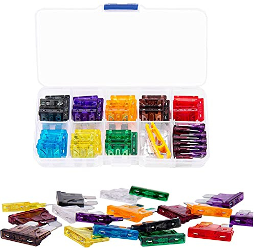 Standard Car Fuses, Assortment Blade Fuse for Auto Car Truck Standard Blade Replacement Kit 2A 3A 5A 7.5A 10A 15A 20A 25A 30A 40A with 1 Storage Case and 1 Fuse Extrator
