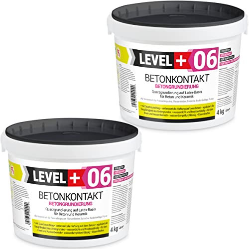 LEVEL PLUS 06 Contacto de hormigón, 8 kg, puente adhesivo, imprimación de yeso para hormigón, OSB, cerámica, pintura para hormigón