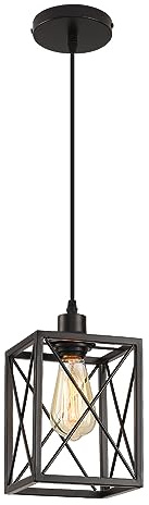 CAFULAM Black Pendant Lighting Modern Pendant Light, Adjustable Pendant Light Fixture,Pendant Lights Kitchen IslandLight (1 Pack Square Pendant Light)