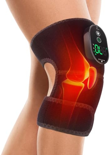 Rodillera de Calentamiento, Calentador de Rodillera Recargable, con 6 Niveles de Calentamiento, 4 Temporizadores, Rodillera de Calentamiento 3 en 1 Hombro, Codo, Rodillera, Negro, 1 Paquete