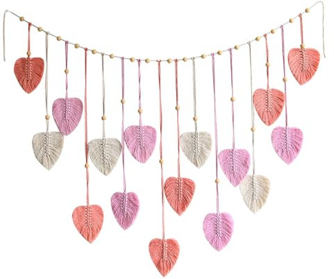 Suspension Murale Macrame, Tenture Murale En Macramé Faite à La Main, Deco Mural Macrame, Décoration Murale En Macramé Bohème, Pour Chambre Salon Appartement Toile De Fond Mariage Célébration (rose)