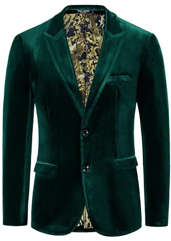 Men's Slim Fit Two Button Velvet Suit Wedding Tuxedo Christmas Coat XL Christmas Green
