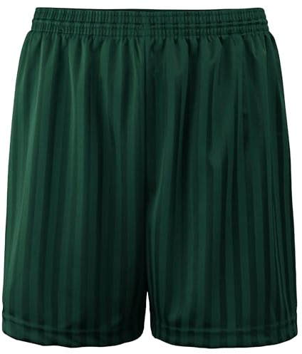 JJLC Boys Girls School Sports Shorts PE Football Shadow Stripe Shorts (Bottle Green, 9-10 Years)