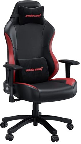 Anda Seat Luna Large Gaming Chair for Adults - Ergonomic Reclining Video Game Chairs, PVC Leather Computer Home Office Chair, Heavy Duty Neck & Back Lumbar Support - Black/Red Folding Recliner Seat