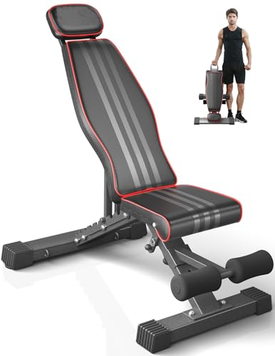 Hovoya Hantelbank Klappbar Multifunktion mit Erweiterte Rücken und Kopf und Wirbelsäulenstütze, verstellbare Bauchmuskelbank, Schrägbank, Flachbank, Sit Up Bank, 300kg Gewichtskapazität