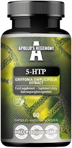 5-HTP 150 mg per kapsel - 60 veganska kapslar - 2 månaders leverans - Griffonia simplicifolia Seed Extract - Förbättrar humör och välbefinnande - Kosttillskott från Apollo's Hegemony