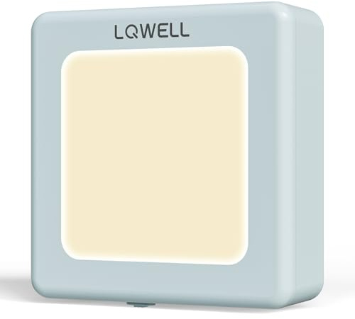 LQWELL® Nattljussockel Vikbar med Skymningssensor, Nattlampa Justerbar Ljusstyrka, Automatiskt Uttagsljus, Orienteringsljus Varmvitt för Barnrum Halltrappa (Blå, 1 Styck)