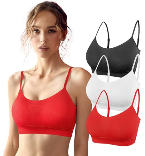 SHEKINI Soutien-Gorge de Sport Brassière Femme sans Armature avec Coussinets Bustier Top Sportswear Pilates Yoga Lot de 3 pour Femmes