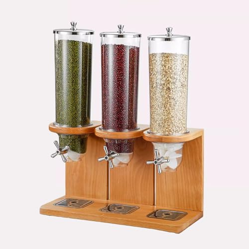 12L Dispensador De Cereales, Almacén De Cocina Hermético Con Base De Madera (por Lata 4L), Puede Contener Frutos Secos, Legumbres, Caramelos, Aperitivos, Para Hogar Oficina Hotel Bar Comercial(12L)