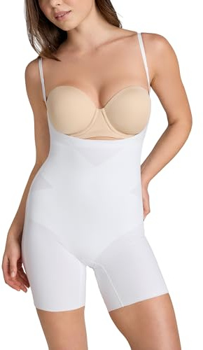HONEYLOVE Shapewear for Women - Open-Bust Mid-Thigh Bodysuit - Tummy Control Body Shaper - Astral - L