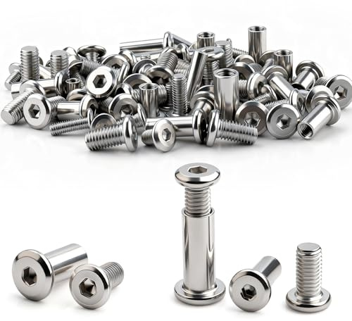 Tornillos de conexión, 70 unidades, M3 x 10 mm (35 tuercas de manguito y 35 tornillos de manguito) msymsyu de acero inoxidable A2 V2A, conector M3 para muebles, revestimientos de madera, armarios
