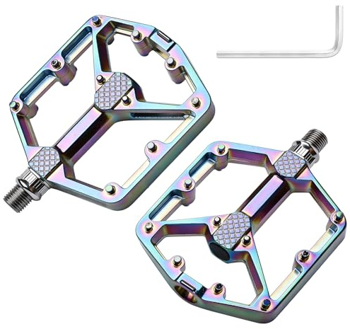 Pedale Cykel, 100 × 125 × 25 mm MTB-pedaler, cykelpedaler halkfria, cykelpedaler Vikbara för mountainbike och landsvägscykel halkfria funktioner aluminiumlegering, regnbåge