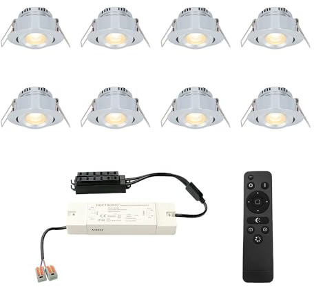 Kit complet Sienna Spot LED éclairage de terrasse 3 W à intensité variable Blanc chaud Plug & Play (8 pièces)