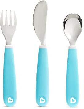 Munchkin Splash Toddler Cutlery Set (Fork, Knife & Spoon), Blue | BPA-Free, Dishwasher Safe, Easy-Grip Utensils for Self-Feeding | Safe Flatware for Babies & Toddlers 18+ Months