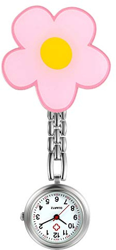 Avaner Reloj de Bolsillo de Acero Inoxidable analógico de Cuarzo para Enfermera, Reloj de Solapa Colgante, Rosa