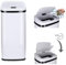 Cubo de basura cocina automático con sensor 30L, rectangular, Blanco, apertura/cierre automático, Acero inoxidable pintado, Anillo de Sujeción para Bolsas - Papelera automática, Modo Manual Disponible