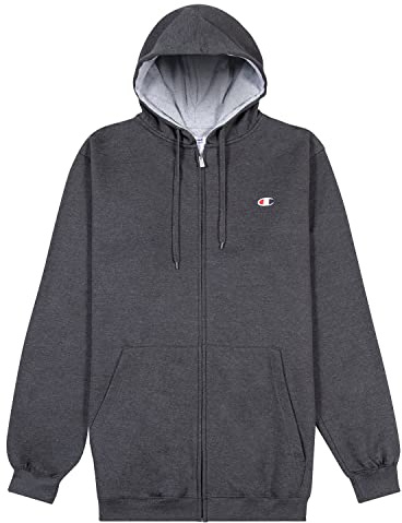 Champion Big and Tall Zip Hoodies for Men – Men’s Heavyweight Zip Hoodie Jacket Charcoal Heather