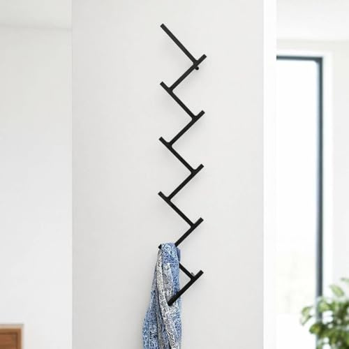 DanDiBo Garderobe Wand Schwarz Metall 96281 Flur Wandgarderobe mit 10 Haken Garderobenleiste 80 cm Modern Flurgarderobe Hakenleiste Garderobenhaken
