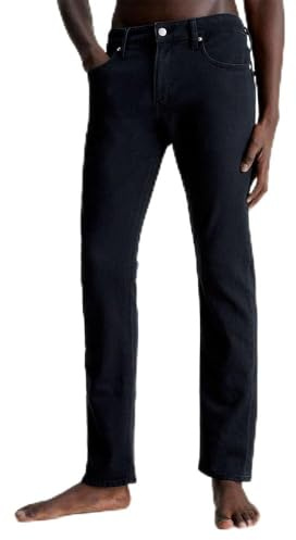 Calvin Klein Uomo Jeans Slim Fit Vita Media, Nero (Denim Black), 34W/30L