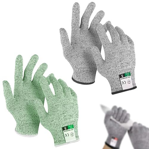 BDSHUNBF 2 Paire Gants Anti Coupure, Gants de Travail, Protection Haute Performance, Gant Protection Cuisine pour Découpe de Viande, Filet de Poisson, Mandoline, D'huîtres et Sculpture
