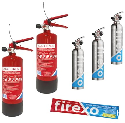 Firexo Pack de Seguridad contra Incendios para Oficina Firexo - Pack de extintor Multiusos para Todos LOS Incendios