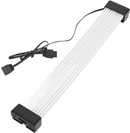 8 Pin RGB GPU Cable, 5V ARGB GPU Cables Extension, 8Pin to 2x8Pin Graphics Card Power Supply Cord, with Wire Combs, Sync, 16AWG, PC Case Accessory (Black Head)