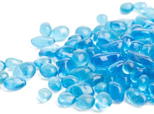 XXXFLOWER Glass Beads for Vase Filler 0.12-0.24 Inch Blue Rocks for Vases Decorative Gems Stones for Crafts and Aquariums Colorful Glass Marbles and Pebbles for DIY Projects