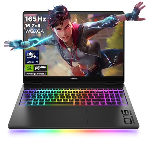 HP Omen MAX Gaming Laptop | 16 Zoll 2K Display 165Hz | Intel Ultra 9-275HX (24C) | NVIDIA GeForce RTX 5080 16GB VRAM | 32GB DDR5 RAM | 1 TB SSD | Windows 11 | QWERTZ | Alu Gehäuse | Shadow Black