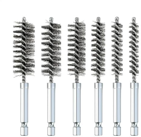 Wire Brush for Drill, Bore Cleaning Kit, Hex Shank Attachment, Multi Purpose Dusting Tool, Rust Removal, Polishing Accessory, Pipe Interior Scrubbing, Metal Maintenance