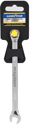 Goodyear 8mm Spanner-Chrome Vanadium Steel| Precision Engineered for Tightening and Loosening Nuts and Bolts| Durable & Corrosion-Resistant Wrench| Essential Hand Tool for Mechanics