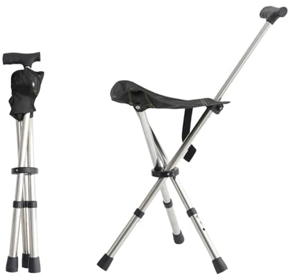 King Mills Taburetes portátiles ligeros para adultos, resistentes, silla ajustable para adultos, asiento de bastón antideslizante, asiento plegable de 250 libras por encima, ideal para acampar y