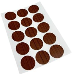 15x Selbstklebende Abdeckkappen für Schrauben, Bohrlöcher & kleine Macken - Universell einsetzbare Schraubenabdeckung (Walnuss, Ø 20 mm)