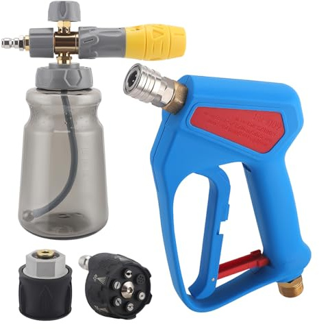 Pistola A Schiuma Ad Alta Pressione Per Auto Da 5200 Psi,Con 6 In 1 Ugello&Cannone A Schiuma Da 1 Litro,Pistola Per Idropulitrice Per Autolavaggio,Adattatore M22 Compatibile Con Karcher K2-7