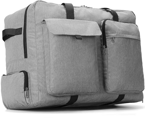 80L Foldable Duffle Bag with Shoe Compartment, Water Repellent & Tear Resistant Packable Holdall for Travel, Overnight, Moving, Packing for Men & Women