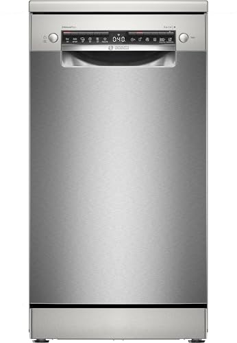 Bosch SPS4EMI17E Serie 4, Lavastoviglie Smart da libera installazione, 10 coperti, Cestelli personalizzabili, Motore EcoSilence Drive, Acciaio spazzolato anti-impronta, 45 cm.