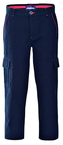Rossini - A85020 - Adelaide Pantalone da Lavoro, 100% Cotone Twill, Elastico ai Fianchi, Chiusura con Cerniera e Bottone (IT, Testo, L, Regular, Regular, Blu)