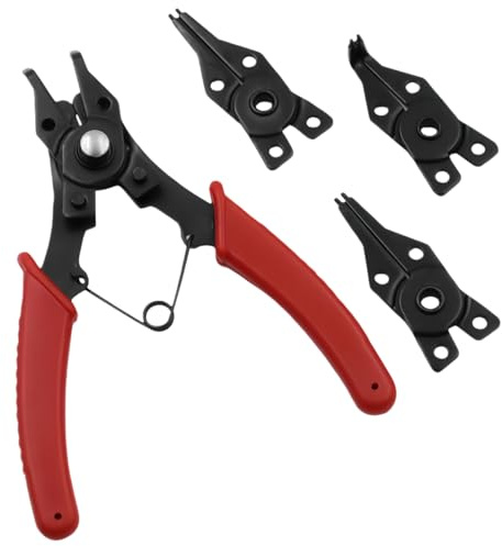 Juego de pinzas para anillos – Herramienta 4 en 1 para quitar clips – Pinzas para anillos de seguridad, para joyas de coche, mecánica, electricidad, casa, taller