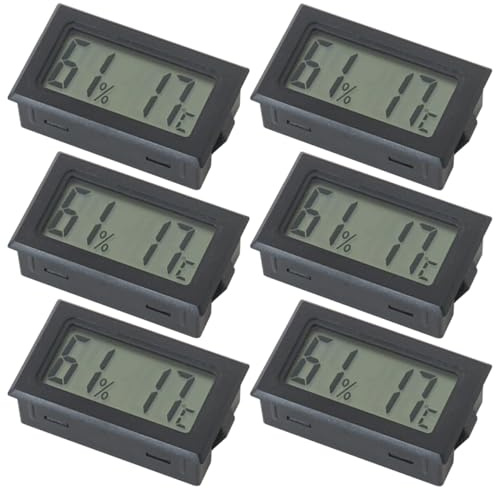 Homesweet 6 Pack Hygrometer Indoor Outdoor Humidity Meter Hygrometer Thermometers Humidity Meters Gauge Mini Digital Thermometer for Humidors, Greenhouse, Cellar, Warehouse