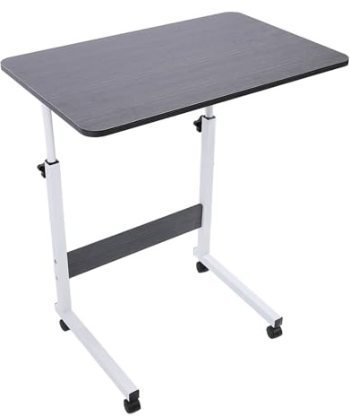 Generic Bäddsoffa Sidobord Justerbar Höjd Rullande Skrivbordsvagn för Vardagsrum Sovrum Arbetsrum, Stabil Struktur & Stor Bordsskiva för Kaffe Snack Laptop, Mobilt Stativ (Svart)
