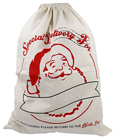 TRIXES Saco Grande Blanco con Cordones para Navidad, Estafeta, Santa Claus y Renos