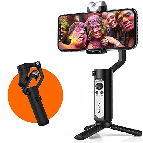 Hohem iSteady V2 AI Stabilisateur de 3 Axes, Cardan de Contrôle, Intelligence de Suivi visuel, LED Vidéo Lumineaux, Léger et Pliable, Gimbal pour Vlog Live Youtube, pour iPhone12 Pro/Max Samsung S20