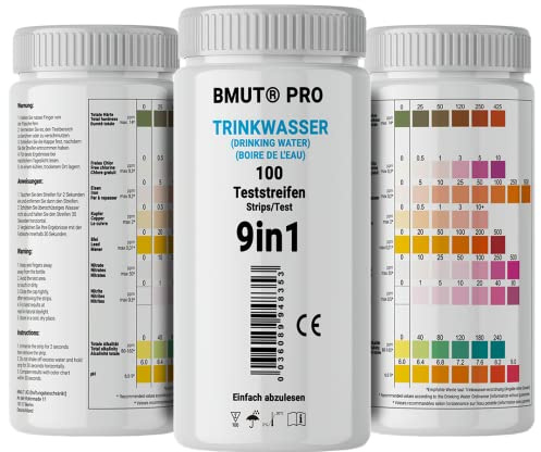 9in1 Trinkwasser Teststreifen - Wassertester 100 Stück - für Leitungswasser Wasserqualität Analyse Gesamthärte Blei Kupfer Nitrat