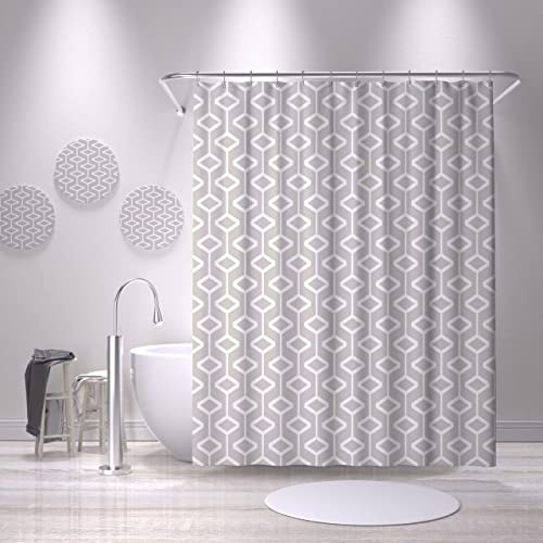 M&W DAS DESIGN Duschvorhang 180x200 Duschvorhang Shower Curtains Shower Curtain Anti schimmel Waschbar Bad Vorhang Faltbar 12C-Ringe Gewicht unten Geometrisch
