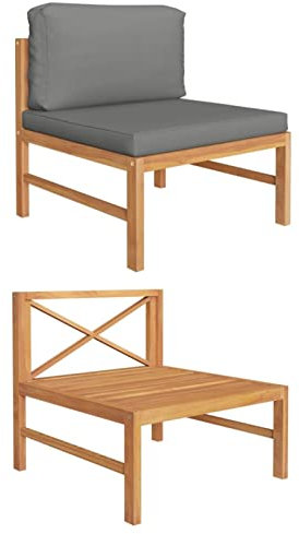 LAPOOH Mellansoffa med mörkgrå kudde, loungesoffa utomhus, trädgård loungemöbler, trädgårdssoffa, trädgårdslounge, balkongset, möbler, massivt trä teak