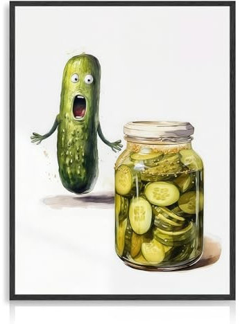 Divertente decorazione da parete in tela con cetriolo ad acquerello, decorazione eclettica da parete per cucina, 30,5 x 40,6 cm, senza cornice