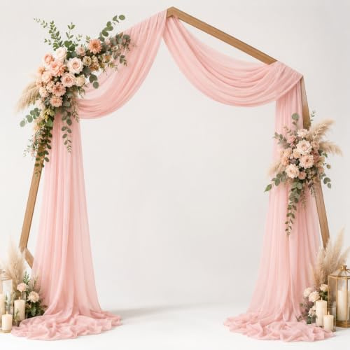Teouuas Cenefa de Boda Cortinas, 0.75 * 6 m Cortina de Arco de Boda Rosa | Cortina Arco de Boda, La Tela de Gasa es Ligera, Transpirable y Tiene una Excelente, para Arcos Nupciales y Bodas